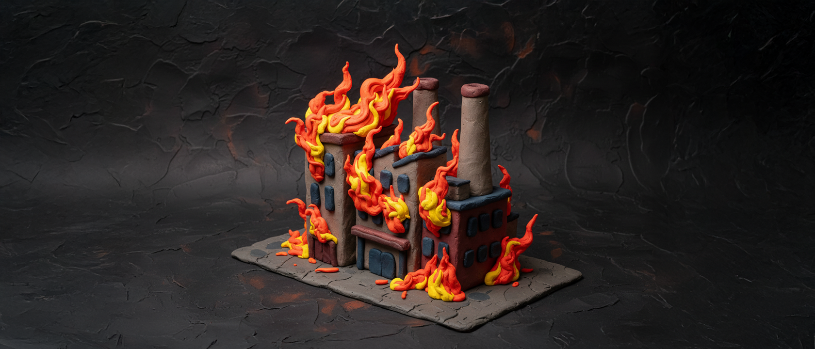 The fire at the original Harbutt's Plasticine factory
