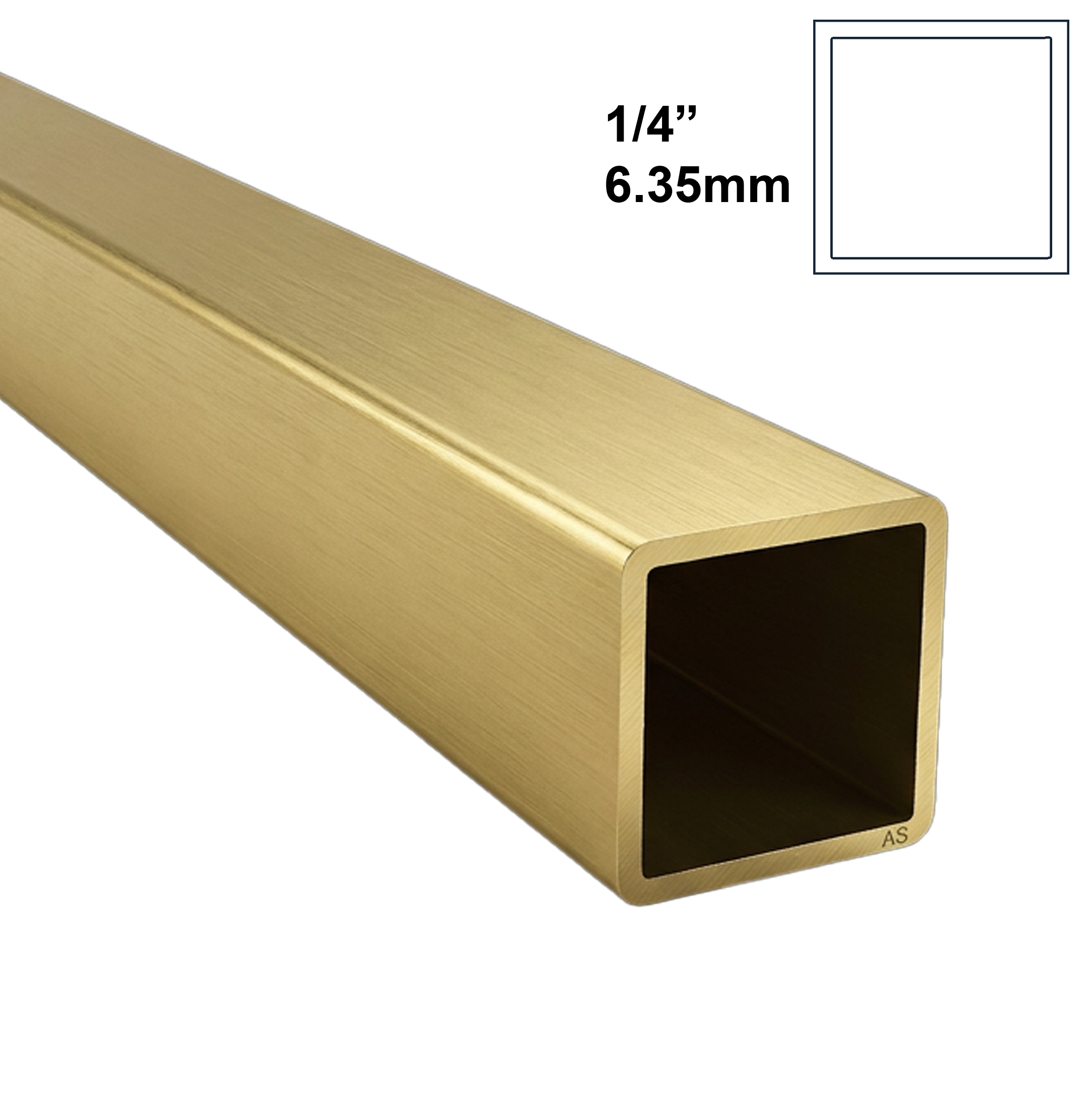 Albion Alloys 6.35mm Square Brass Tube