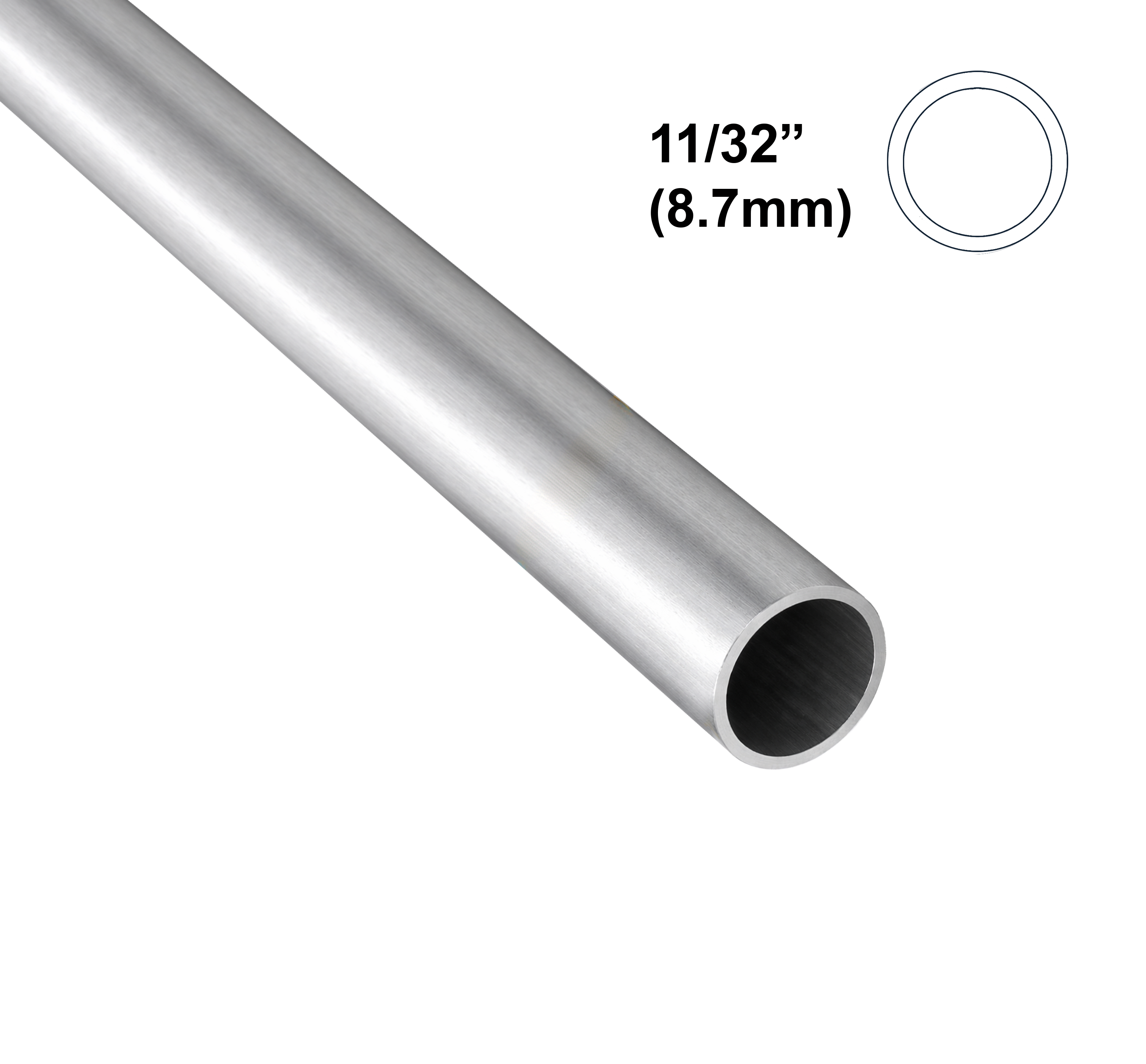 11/32" (8.7mm) Round Aluminium Tube