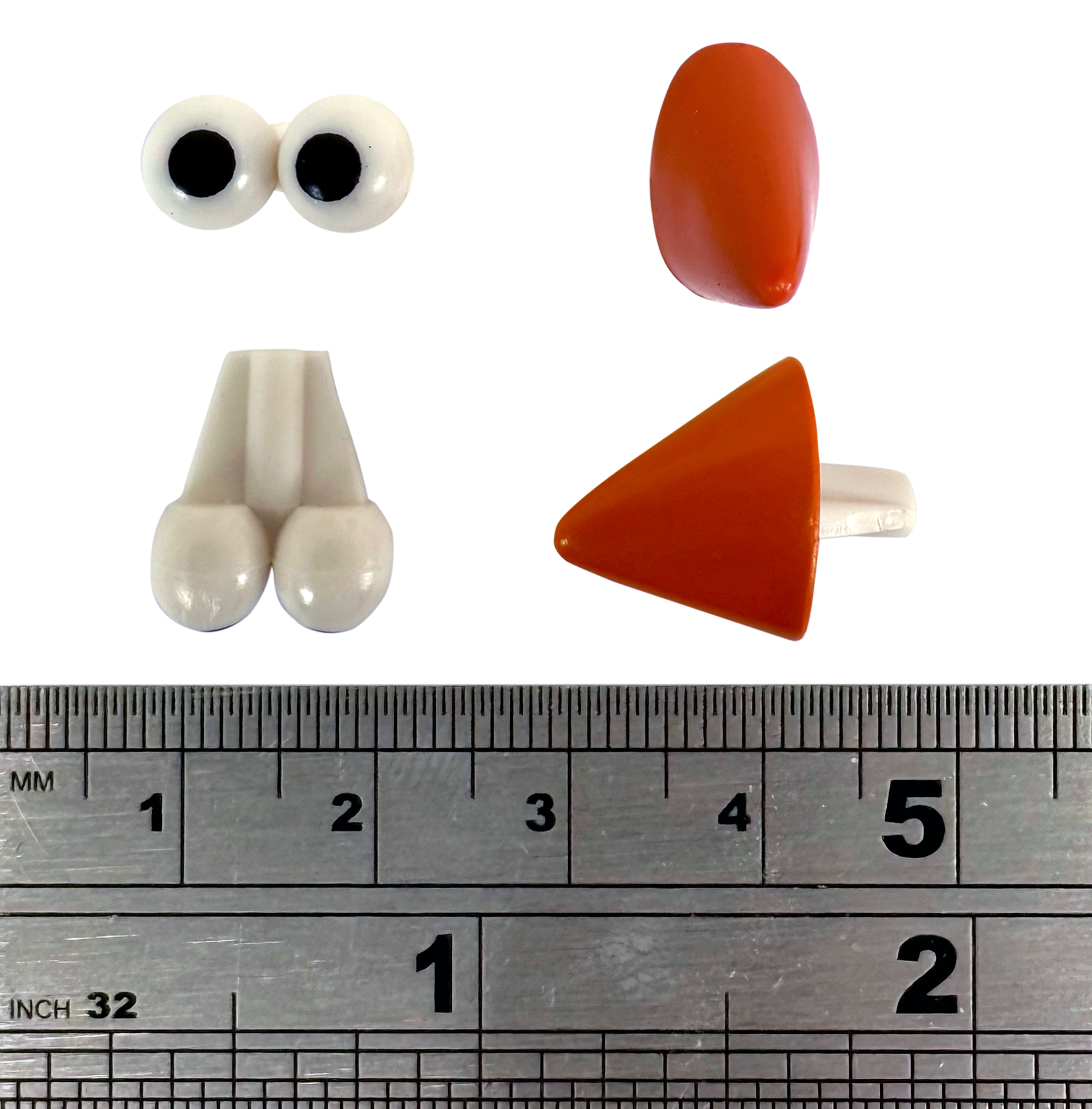 Aardman Eyes and Noses with ruler for scale.