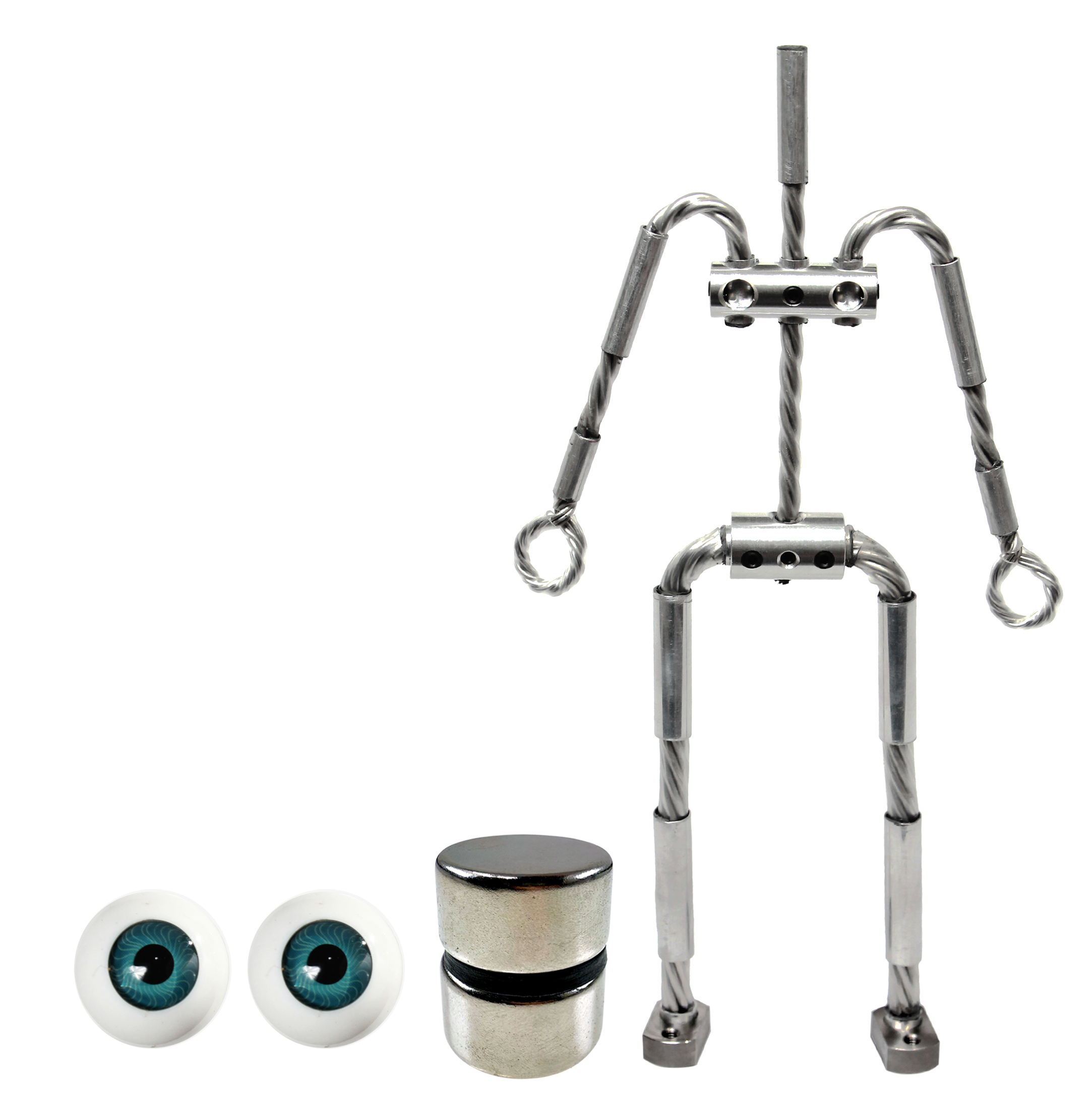 Animation Supplies Bundle Deal - AliExtra Armature Kit, Standard Tie-Down Magnets and Blue Acrylic Eyes.