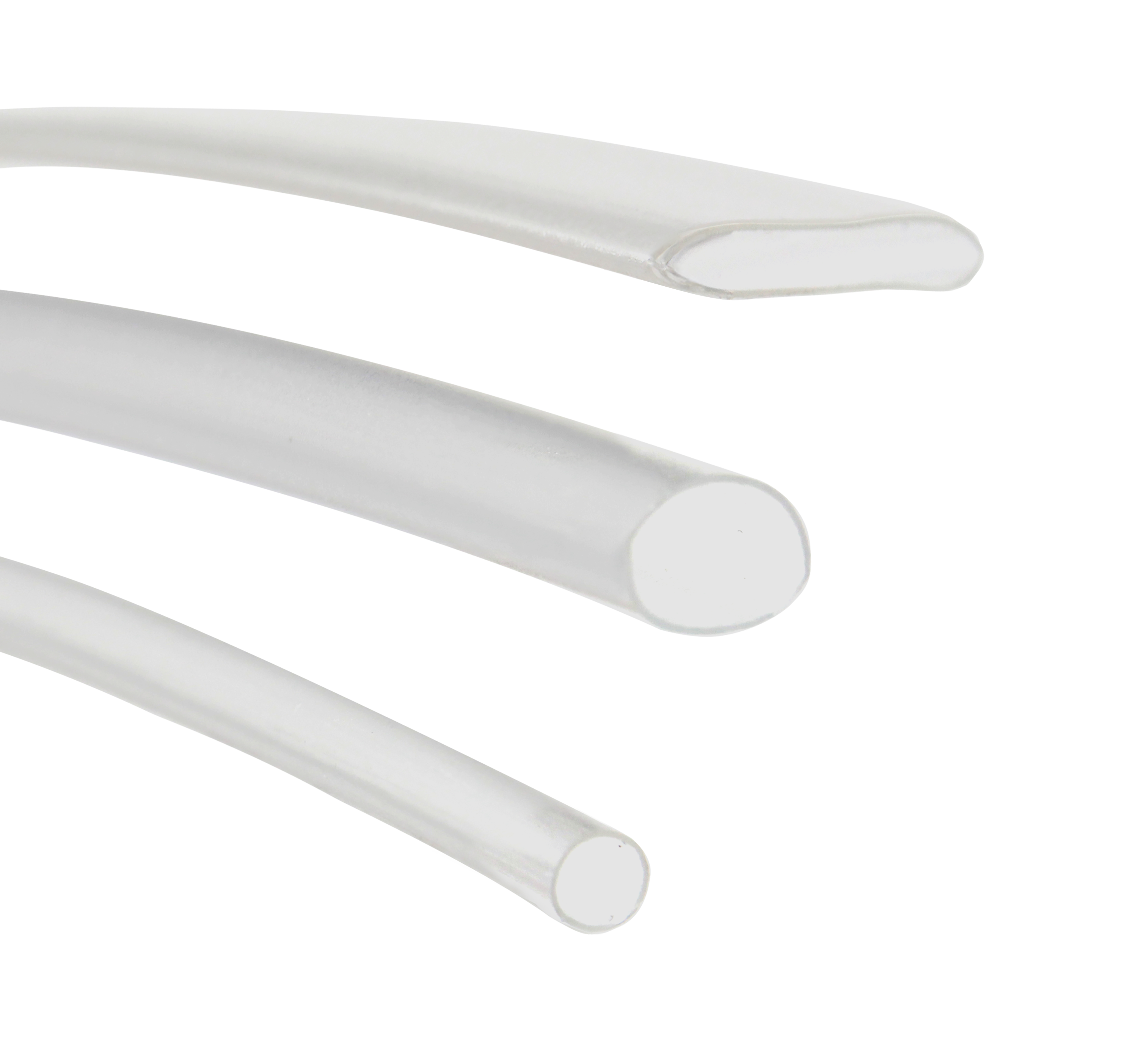 Transparent Heat Shrink Tubing, sold by the metre and available in 10mm, 5mm and 2.5mm sizes.