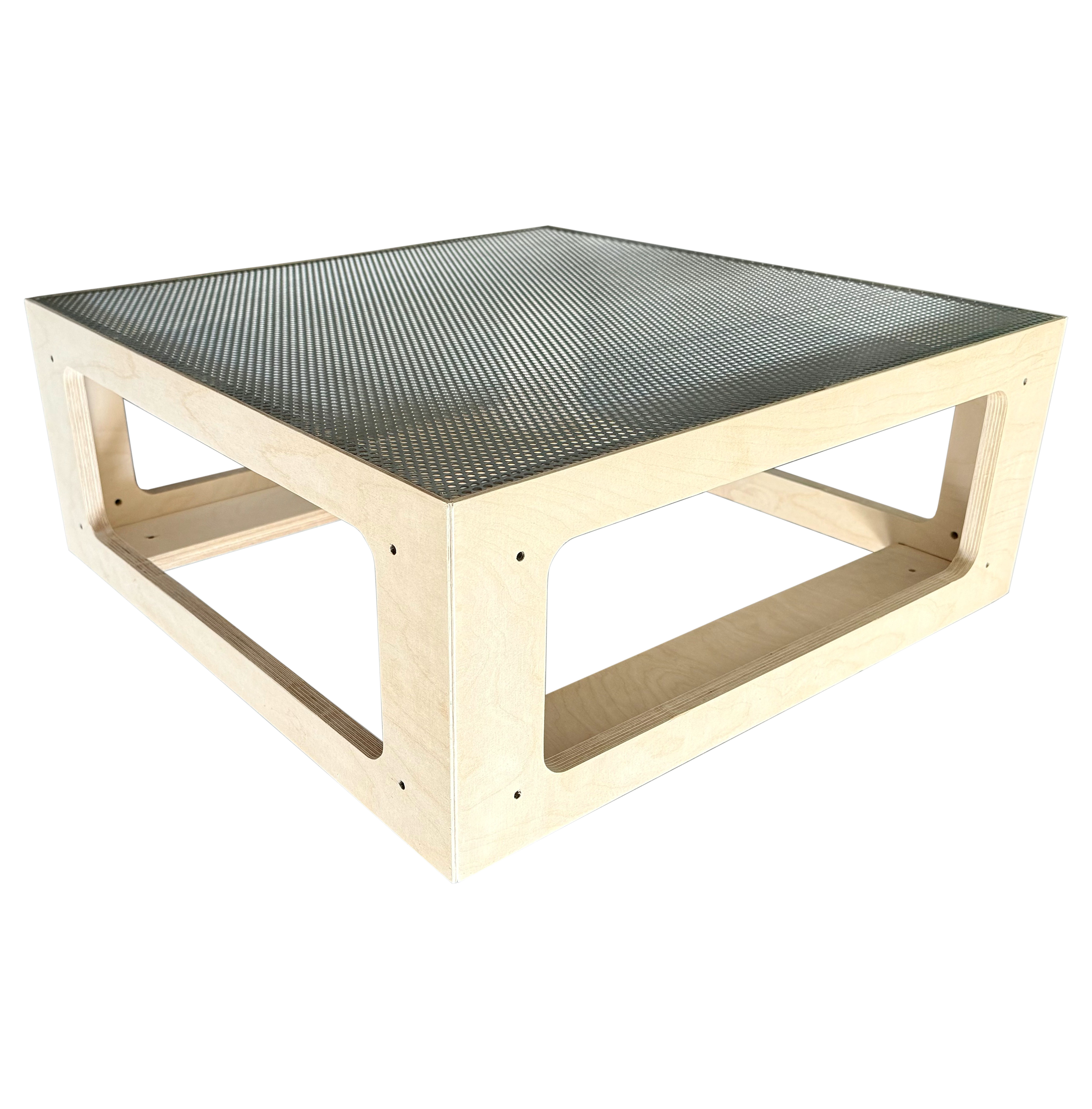Professional Stage for Stop Motion Animation. Made from Birch Ply with Galvanised Perforated Steel top allowing for Magnetic and Threaded Tie-Down.