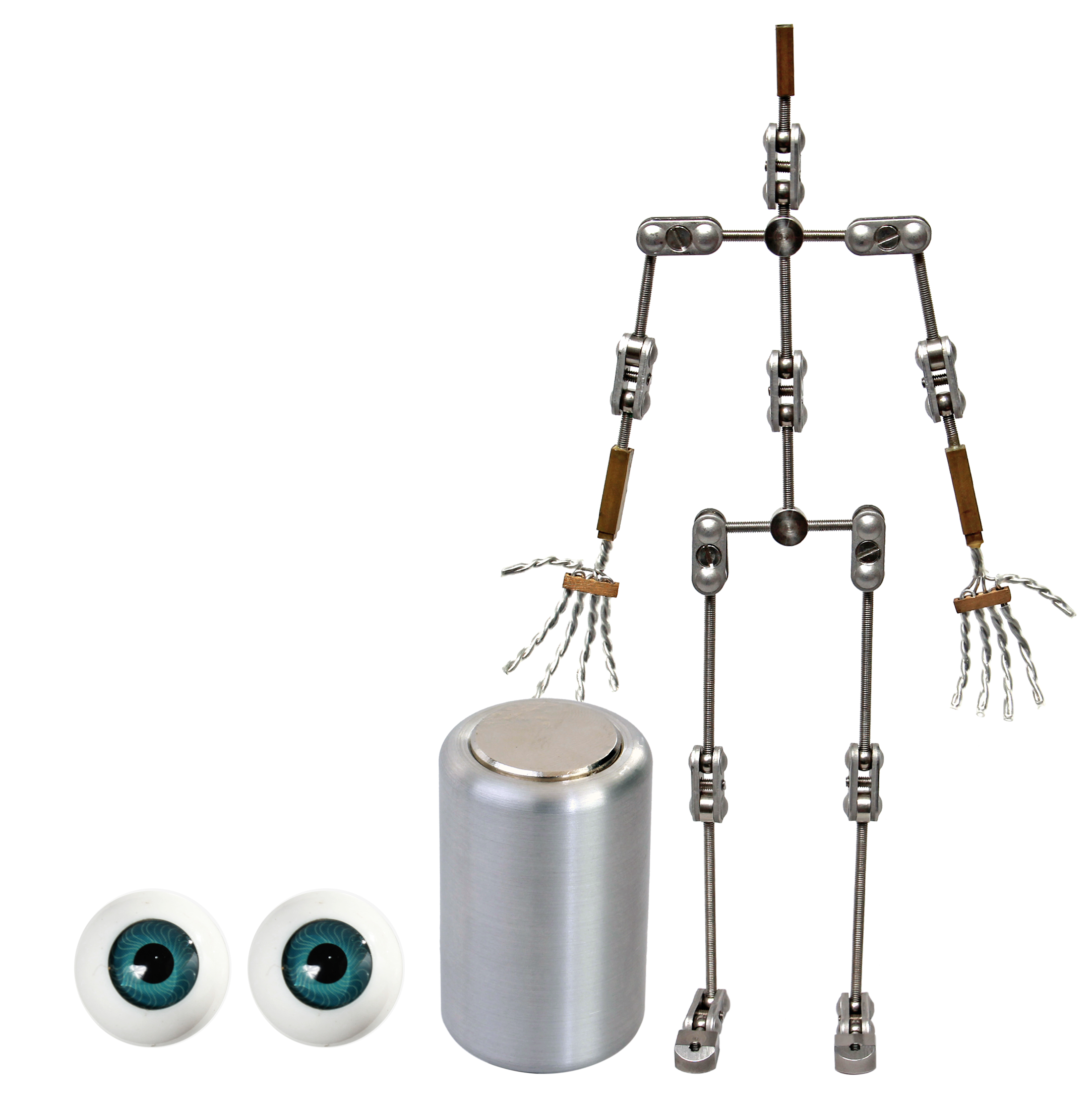 Animation Supplies Bundle Deal - Professional Armature Kit, Professional Tie-Down Magnet and Blue Acrylic Eyes.