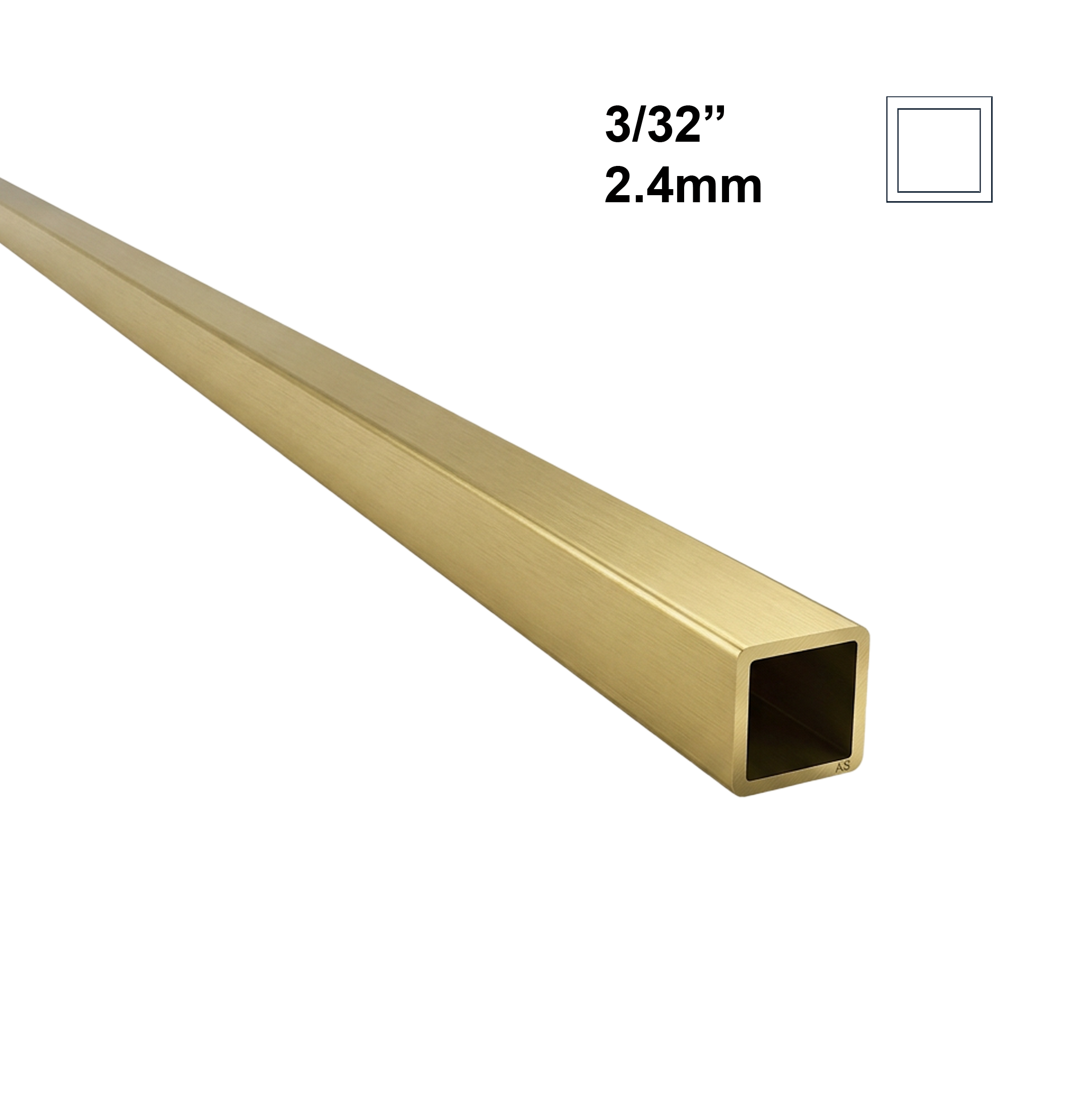2.4mm Square Brass Tubing