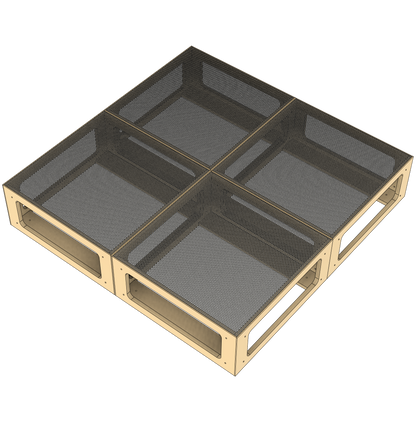An Example of how 4 Professional Stages can be bolted together to make a large Stop motion set.