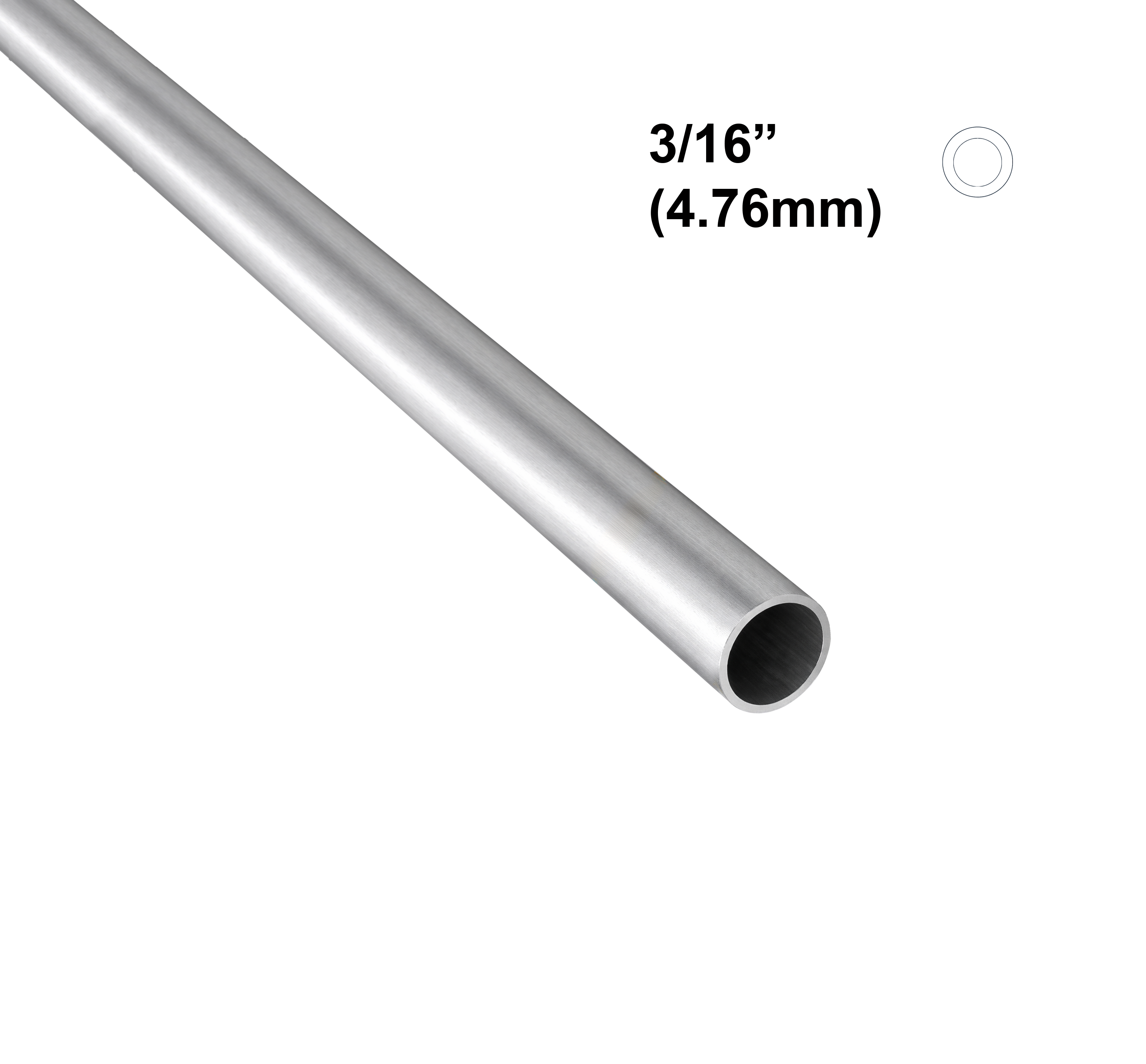 3/16" (4.76mm) Round Aluminium Tube