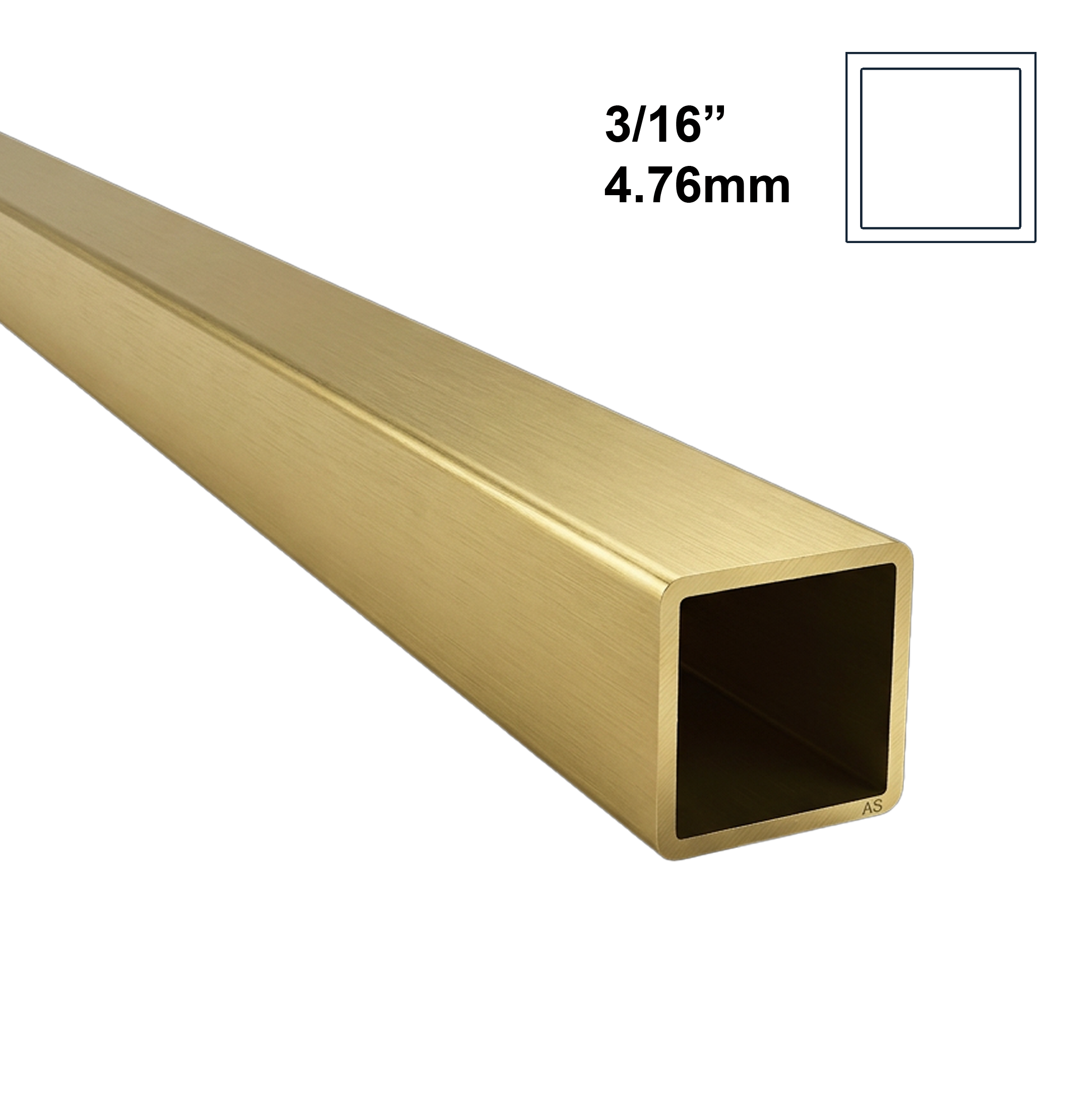 4.76mm Albion Alloys Square Brass Tube