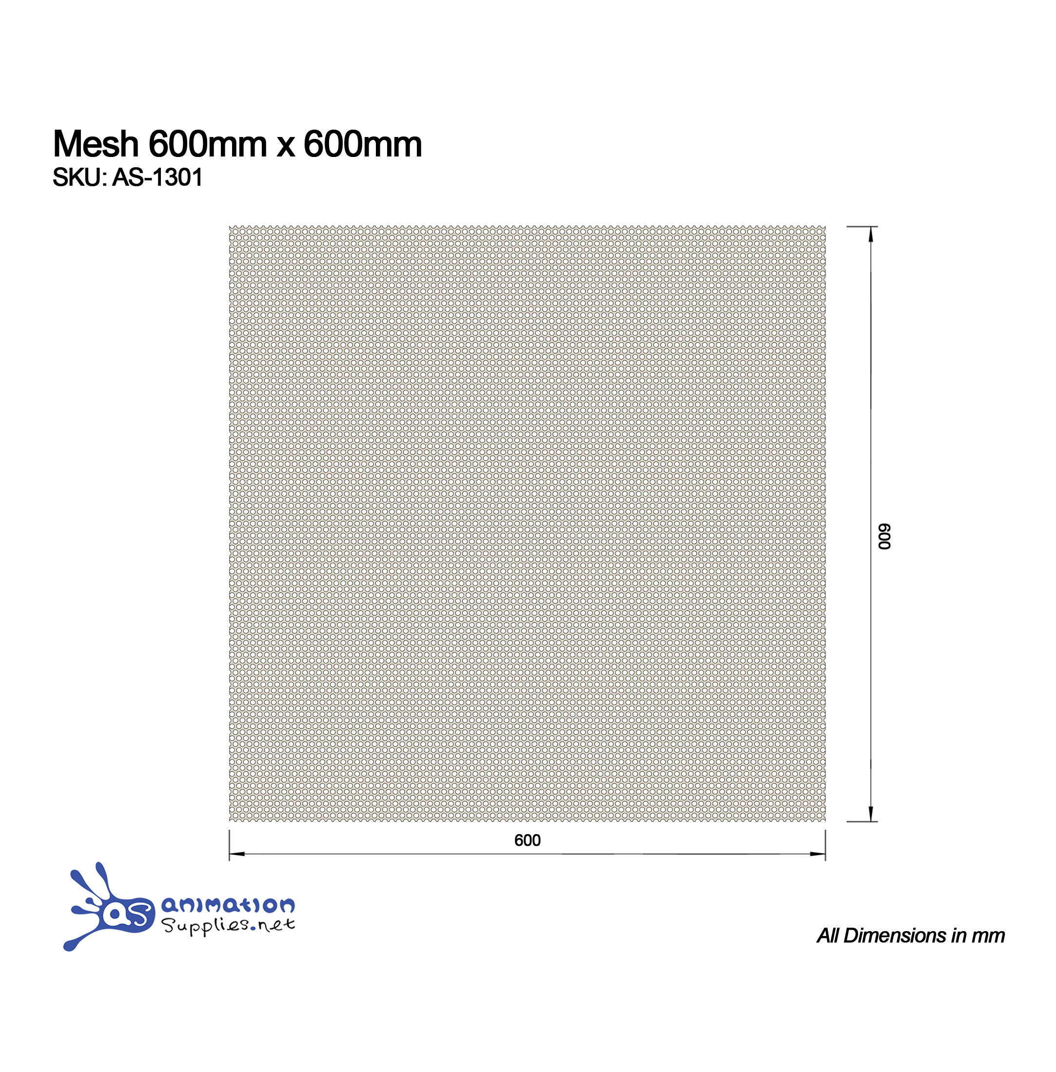 600mm Perforated Steel Sheet working drawing with dimensions.