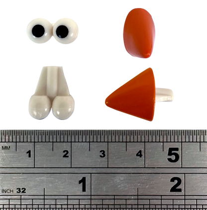 Aardman Eyes and Noses with ruler for scale.