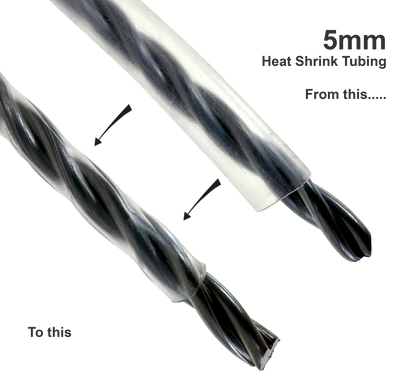 5mm Heat Shrink Tubing shrinks when heated.
