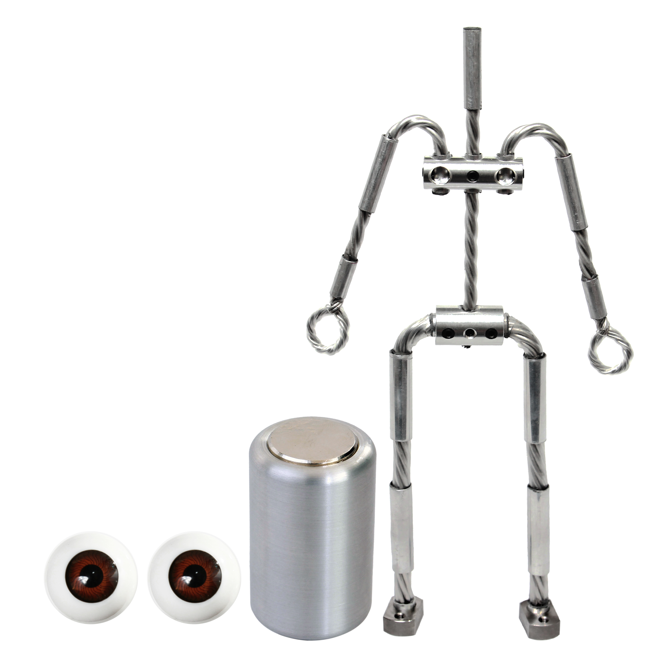 Animation Supplies Bundle Deal - AliExtra Armature Kit, Professional Tie-Down Magnet and Brown Acrylic Eyes.