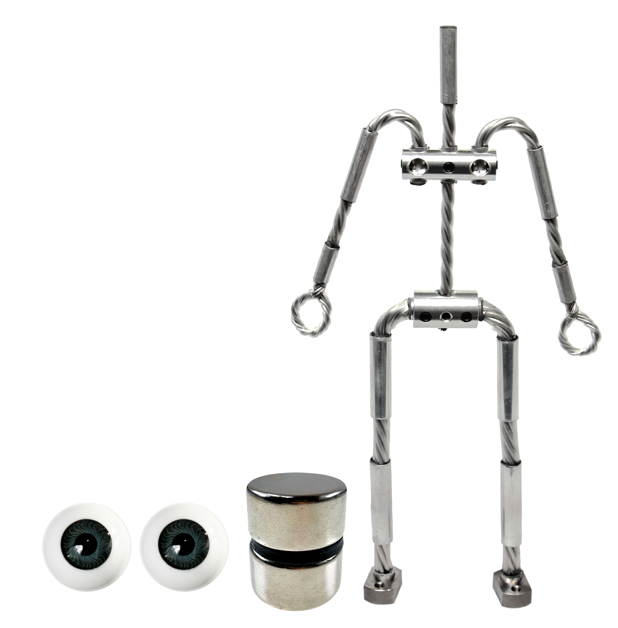 Animation Supplies Bundle Deal - AliExtra Armature Kit, Standard Tie-Down Magnets and Grey Acrylic Eyes.