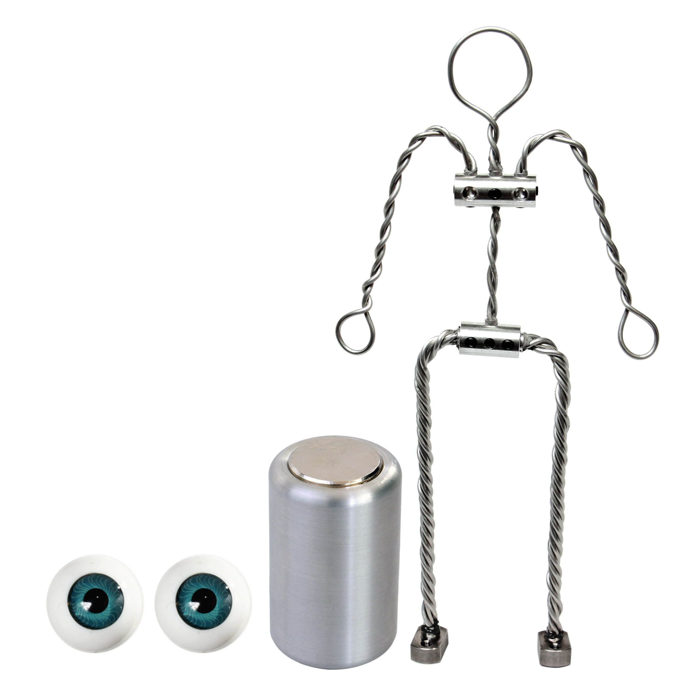 Animation Supplies Bundle Deal - Aluminium Armature Kit, Professional Tie-Down Magnet and Blue Acrylic Eyes.