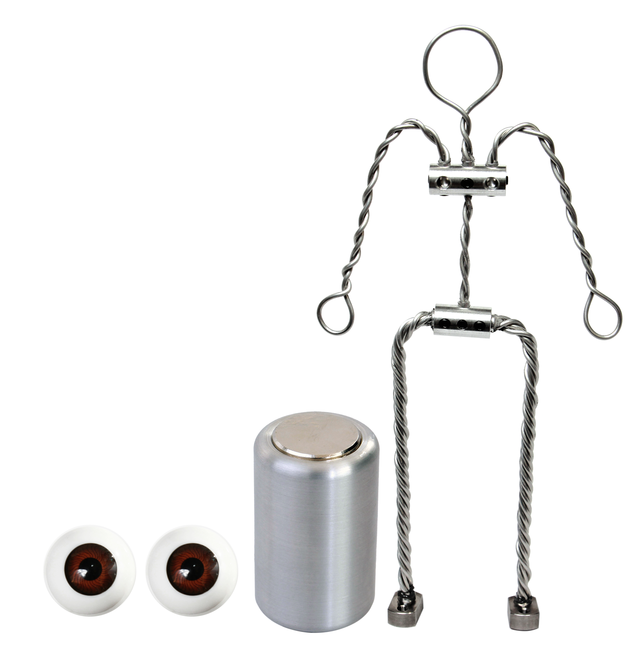 Animation Supplies Bundle Deal - Aluminium Armature Kit, Professional Tie-Down Magnet and Brown Acrylic Eyes.