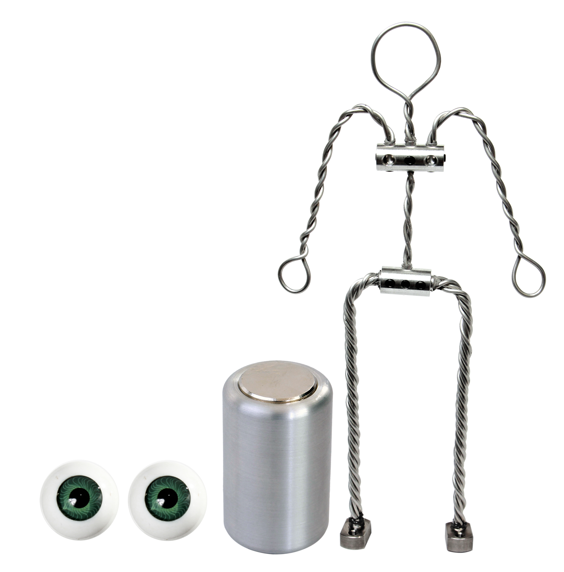 Animation Supplies Bundle Deal - Aluminium Armature Kit, Professional Tie-Down Magnet and Green Acrylic Eyes.