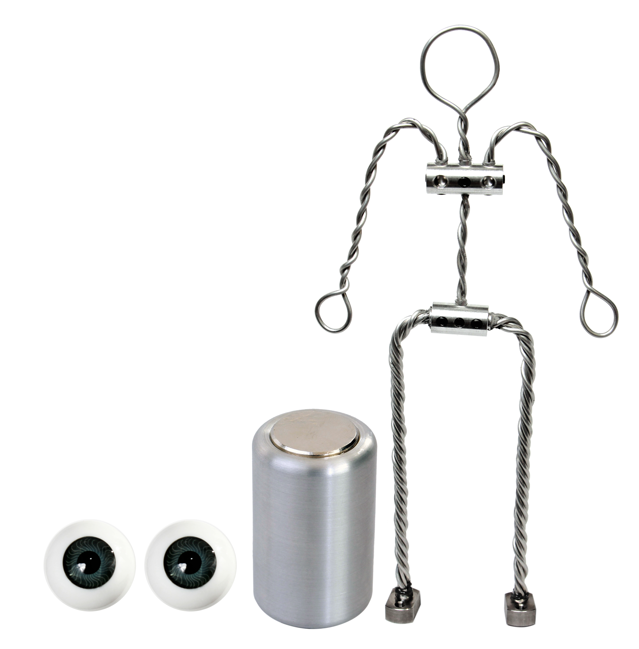 Animation Supplies Bundle Deal - Aluminium Armature Kit, Professional Tie-Down Magnet and Grey Acrylic Eyes.