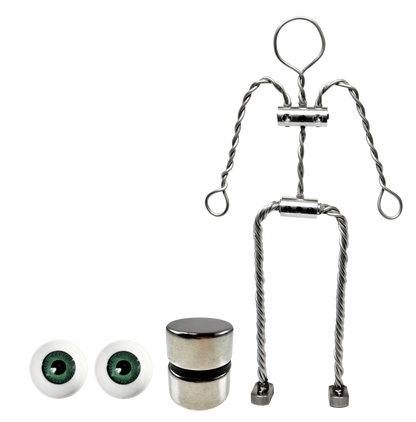 Animation Supplies Aluminium Armature Bundle Deal. Standard Tie-Down Magnets and Green Acrylic Eyes.