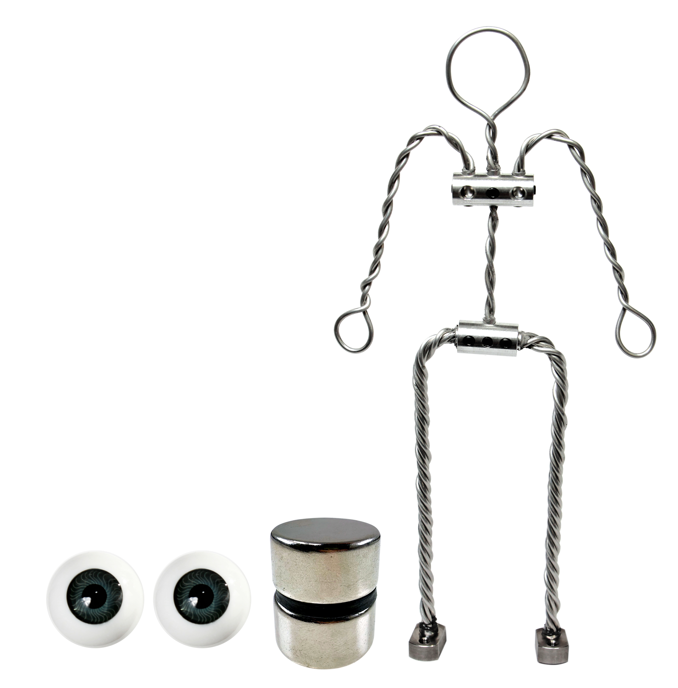 Animation Supplies Bundle Deal - Aluminium Armature Kit, Standard Tie-Down Magnets and Grey Acrylic Eyes.
