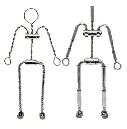 Animation Supplies Aluminum Wire Armature Kits. The Aluminium Kit and the AliExtra Stop Motion Armature standing side-by-side for comparison.