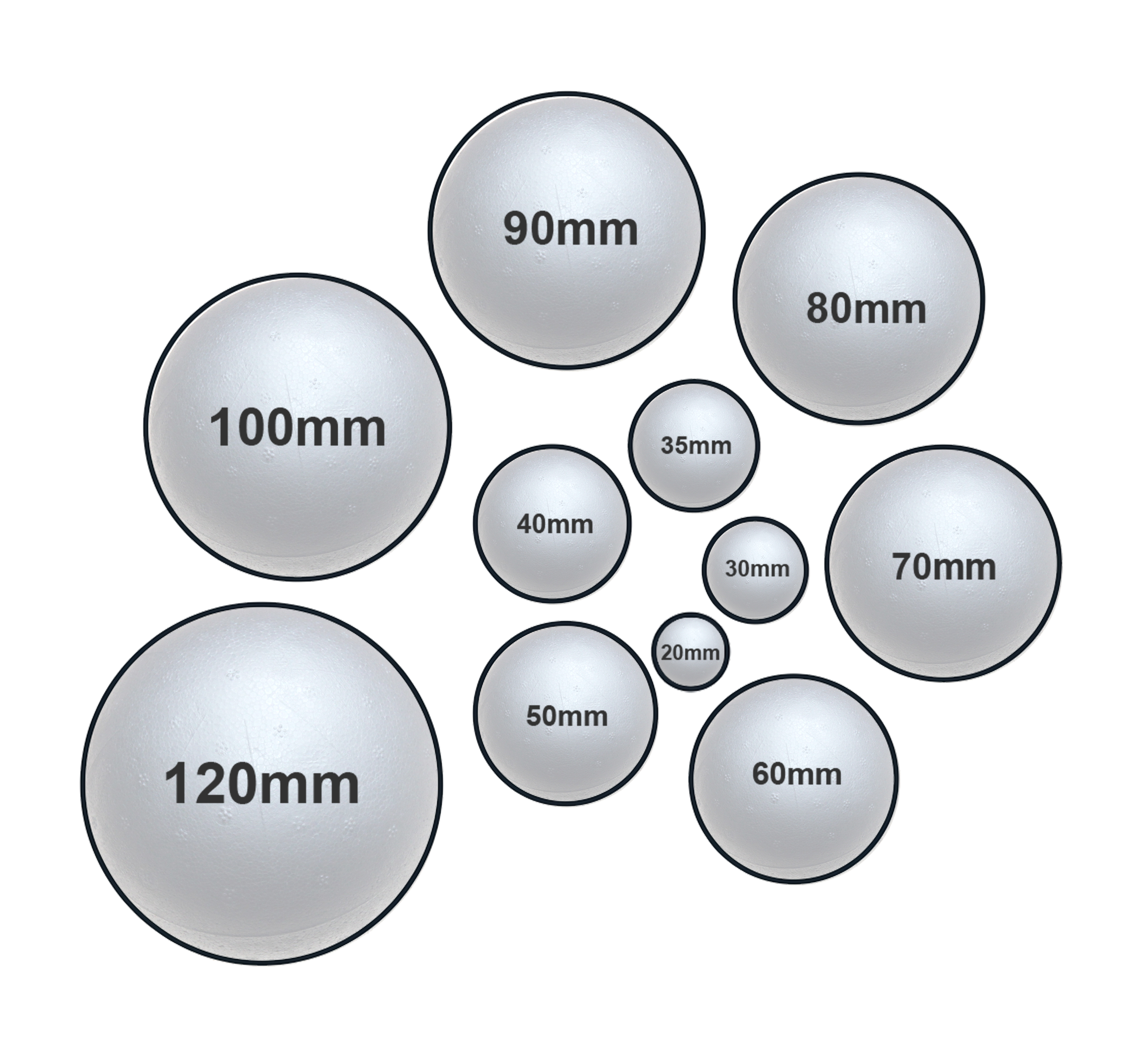 Polystyrene polyballs for models and animation
