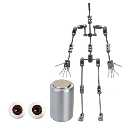 Animation Supplies Bundle Deal - ProPlus Armature Kit, Professional Tie-Down Magnet and Brown Acrylic Eyes.