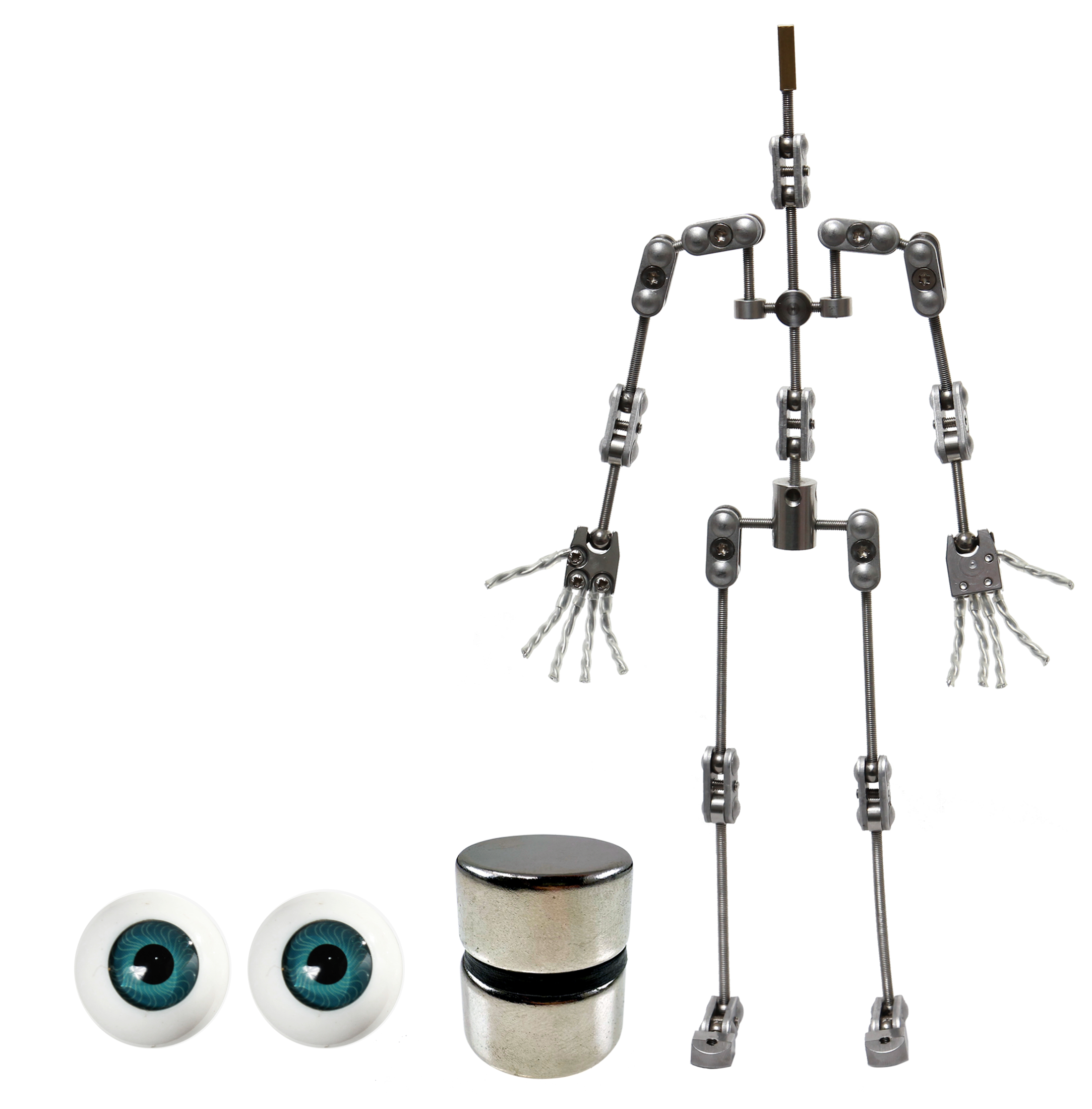 Animation Supplies Bundle Deal - ProPlus Armature Kit, Standard Tie-Down Magnets and Blue Acrylic Eyes.