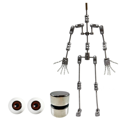 Animation Supplies Bundle Deal - ProPlus Armature Kit, Standard Tie-Down Magnets and Brown Acrylic Eyes.