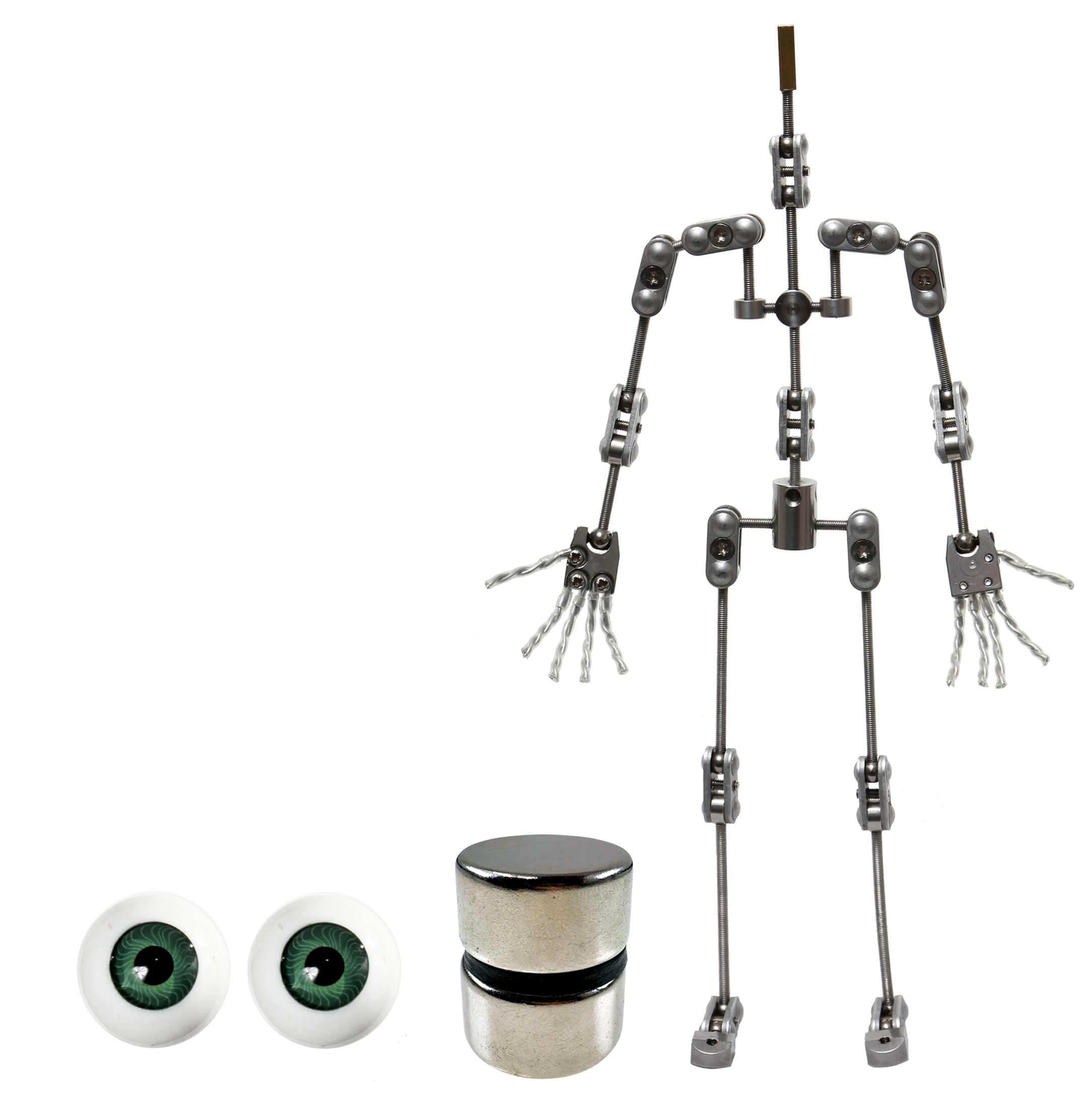 Animation Supplies Bundle Deal - ProPlus Armature Kit, Standard Tie-Down Magnets and Green Acrylic Eyes