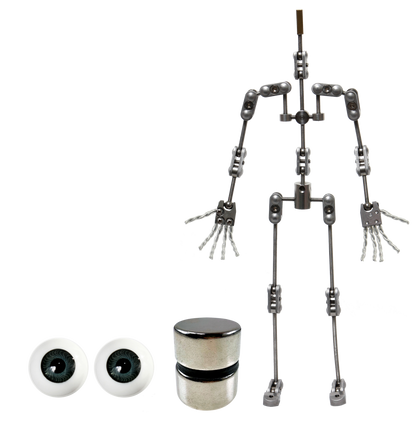 Animation Supplies Bundle Deal - ProPlus Armature Kit, Standard Tie-Down Magnets and Grey Acrylic Eyes,