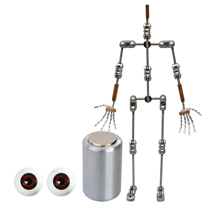 Animation Supplies Bundle Deal - Professional Armature Kit, Professional Tie-Down Magnet and Brown Acrylic Eyes.