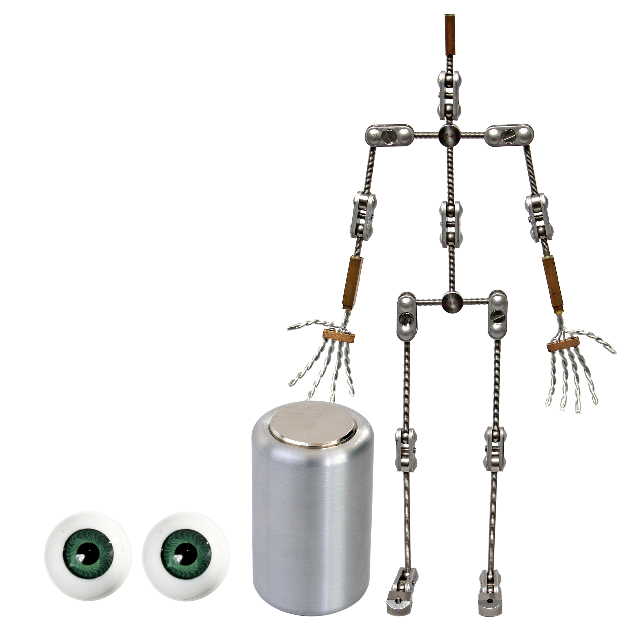 Animation Supplies Bundle Deal - Professional Armature Kit, Professional Tie-Down Magnet and Green Acrylic Eyes.
