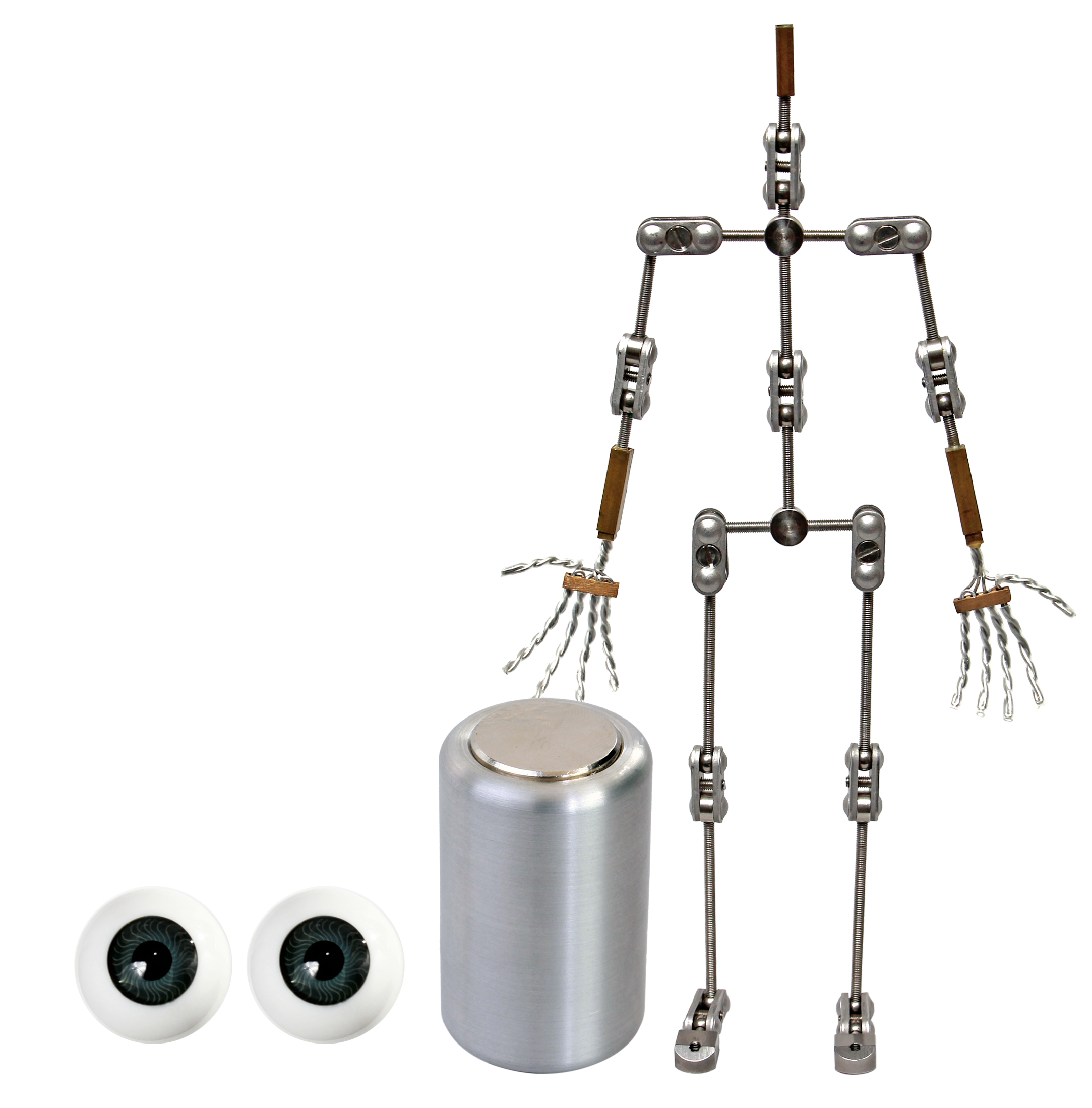 Animation Supplies Bundle Deal - Professional Armature Kit, Professional Tie-Down Magnet and Grey Acrylic Eyes.