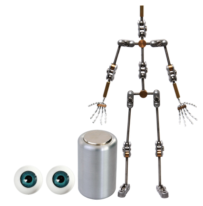 Animation Supplies Bundle Deal - Standard Armature Kit, Professional Tie-Down Magnet and Blue Acrylic Eyes.