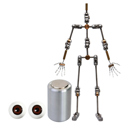 Animation Supplies Bundle Deal - Standard Armature Kit, Professional Tie-Down Magnet and Brown Acrylic Eyes.