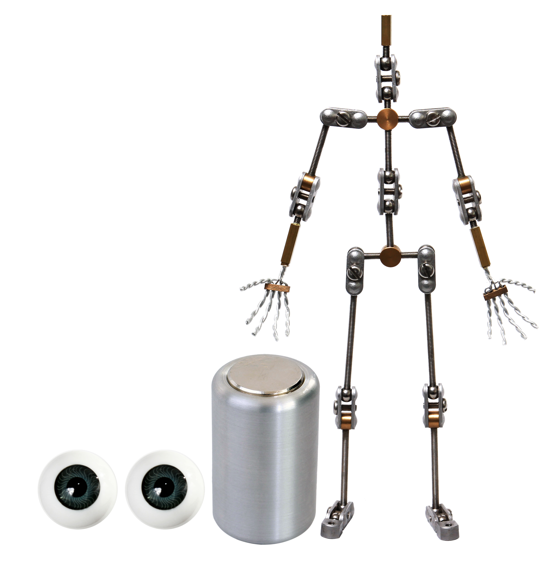 Animation Supplies Bundle Deal - Standard Armature Kit, Professional Tie-Down Magnet and Grey Acrylic Eyes.