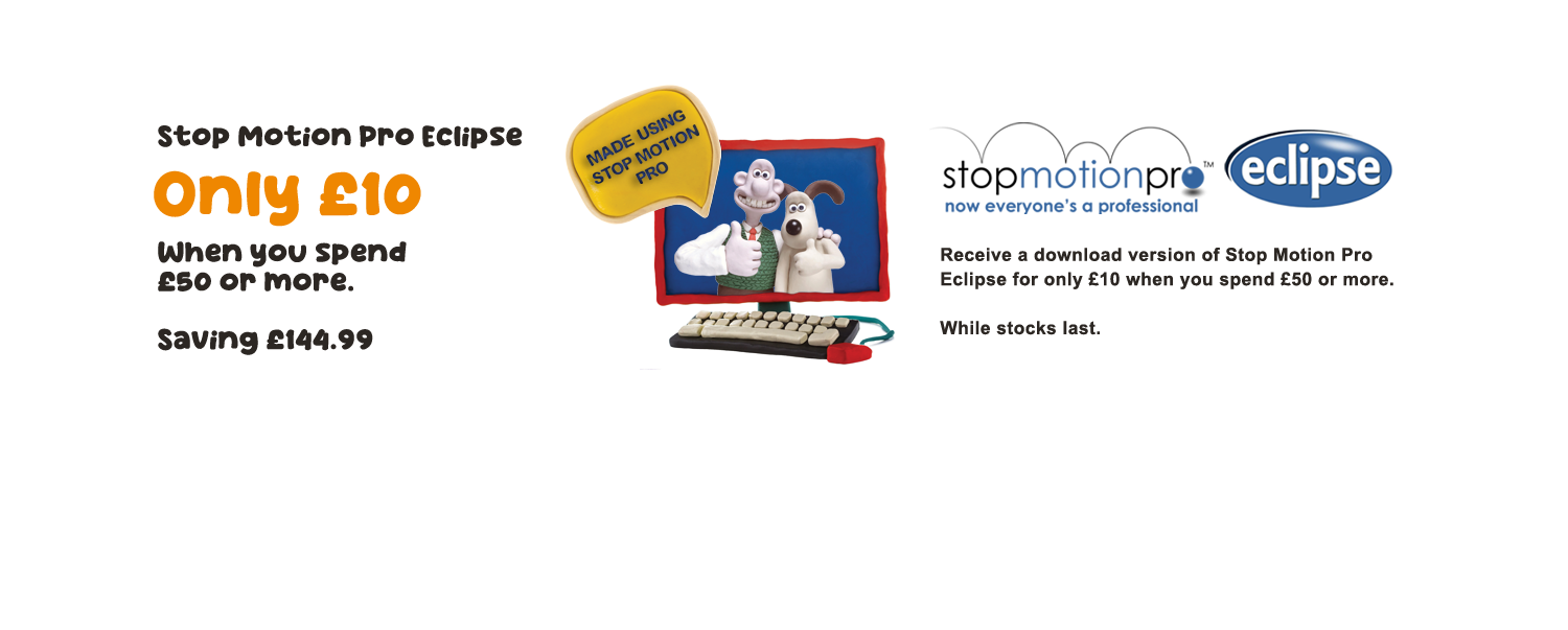 Spend over £50 and receive a download version of Stop Motion Pro Eclipse for only £10.
